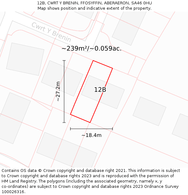 12B, CWRT Y BRENIN, FFOSYFFIN, ABERAERON, SA46 0HU: Plot and title map