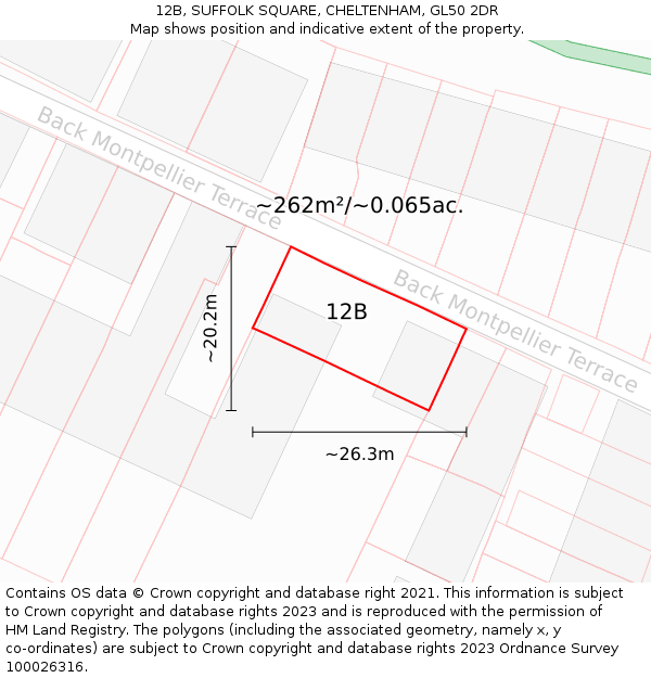 12B, SUFFOLK SQUARE, CHELTENHAM, GL50 2DR: Plot and title map