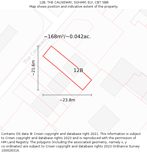12B, THE CAUSEWAY, SOHAM, ELY, CB7 5BB: Plot and title map