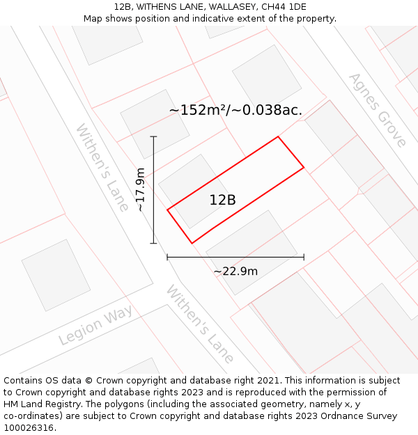 12B, WITHENS LANE, WALLASEY, CH44 1DE: Plot and title map