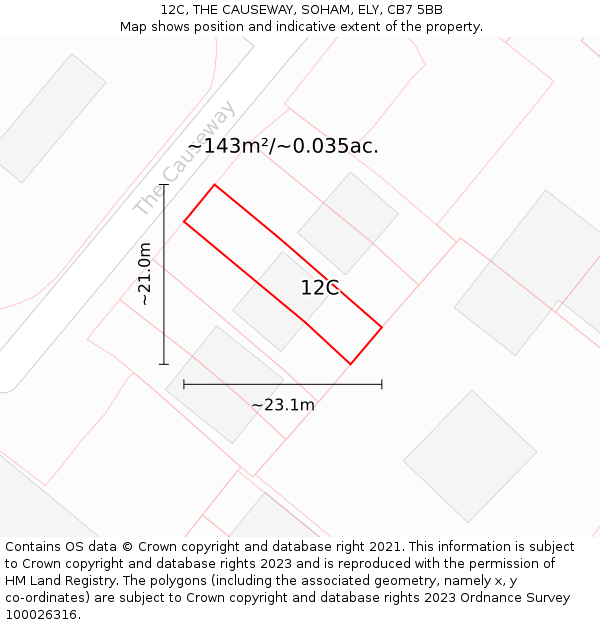 12C, THE CAUSEWAY, SOHAM, ELY, CB7 5BB: Plot and title map