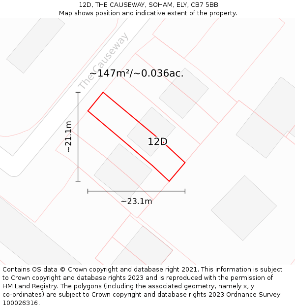 12D, THE CAUSEWAY, SOHAM, ELY, CB7 5BB: Plot and title map
