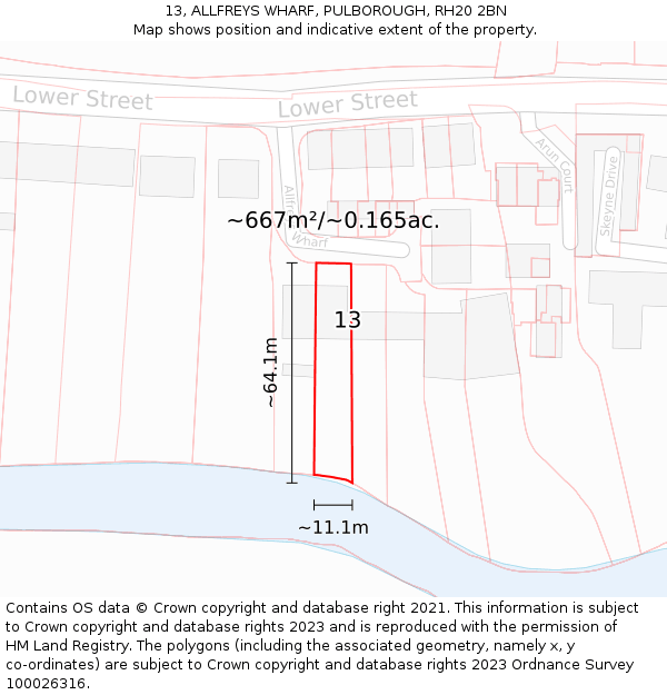 13, ALLFREYS WHARF, PULBOROUGH, RH20 2BN: Plot and title map