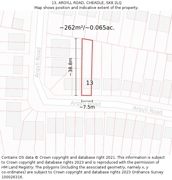 13, ARGYLL ROAD, CHEADLE, SK8 2LQ: Plot and title map