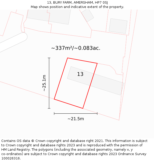 13, BURY FARM, AMERSHAM, HP7 0SJ: Plot and title map