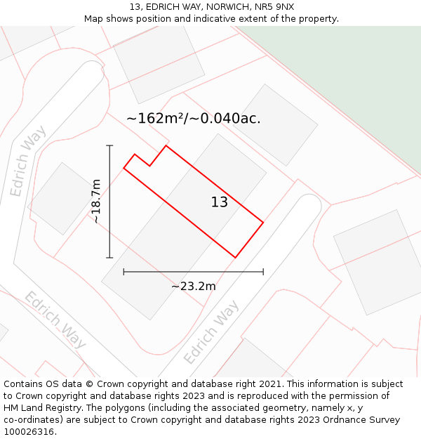 13, EDRICH WAY, NORWICH, NR5 9NX: Plot and title map