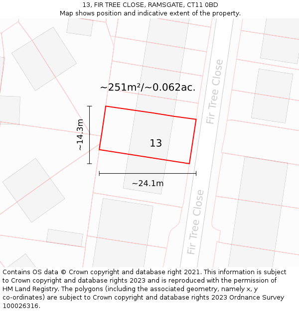 13, FIR TREE CLOSE, RAMSGATE, CT11 0BD: Plot and title map