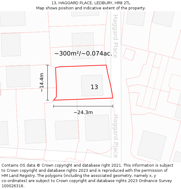 13, HAGGARD PLACE, LEDBURY, HR8 2TL: Plot and title map