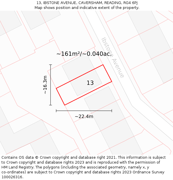 13, IBSTONE AVENUE, CAVERSHAM, READING, RG4 6PJ: Plot and title map