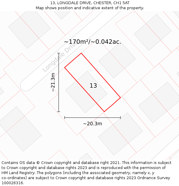 13, LONGDALE DRIVE, CHESTER, CH1 5AT: Plot and title map