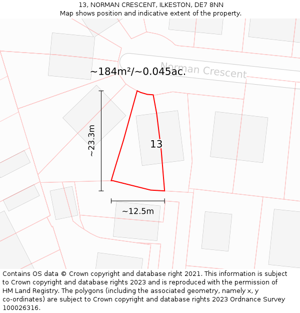 13, NORMAN CRESCENT, ILKESTON, DE7 8NN: Plot and title map