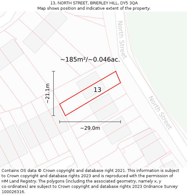 13, NORTH STREET, BRIERLEY HILL, DY5 3QA: Plot and title map