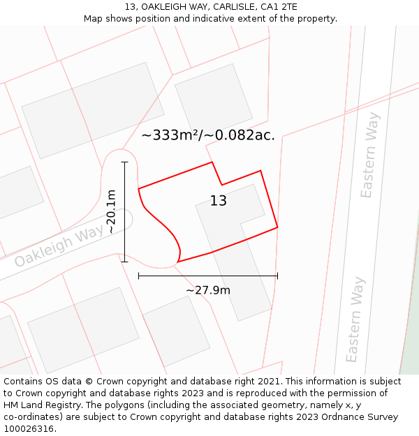 13, OAKLEIGH WAY, CARLISLE, CA1 2TE: Plot and title map