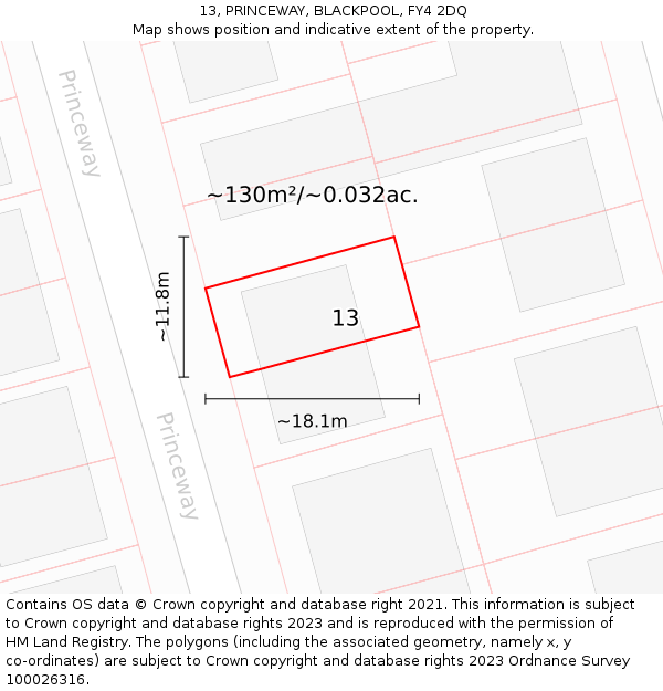 13, PRINCEWAY, BLACKPOOL, FY4 2DQ: Plot and title map