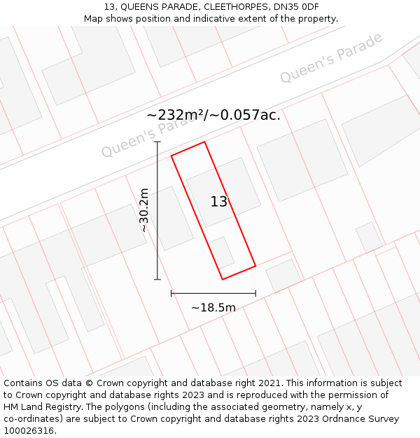 13, QUEENS PARADE, CLEETHORPES, DN35 0DF: Plot and title map