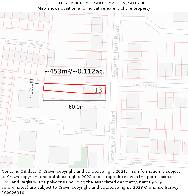 13, REGENTS PARK ROAD, SOUTHAMPTON, SO15 8PH: Plot and title map