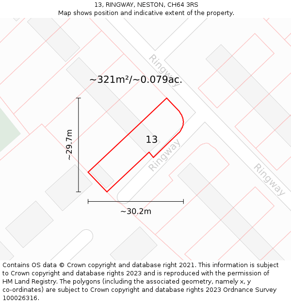 13, RINGWAY, NESTON, CH64 3RS: Plot and title map