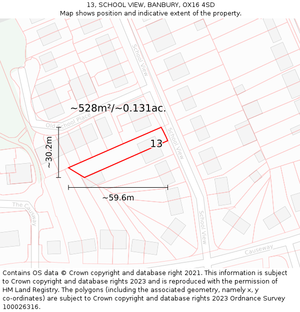 13, SCHOOL VIEW, BANBURY, OX16 4SD: Plot and title map