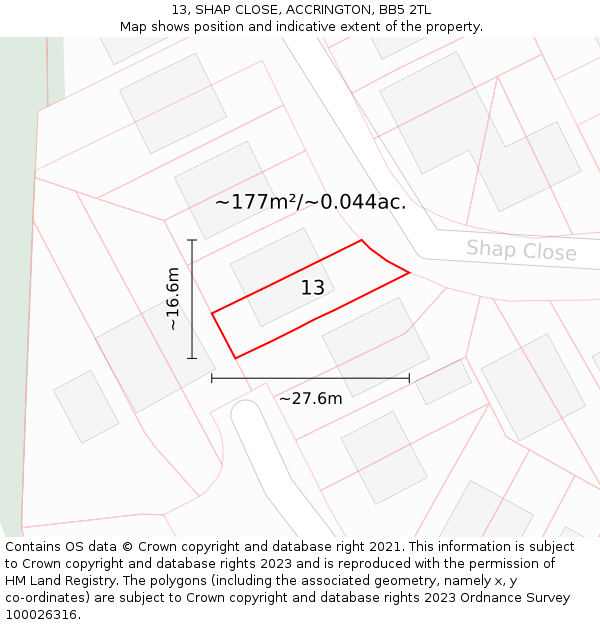 13, SHAP CLOSE, ACCRINGTON, BB5 2TL: Plot and title map