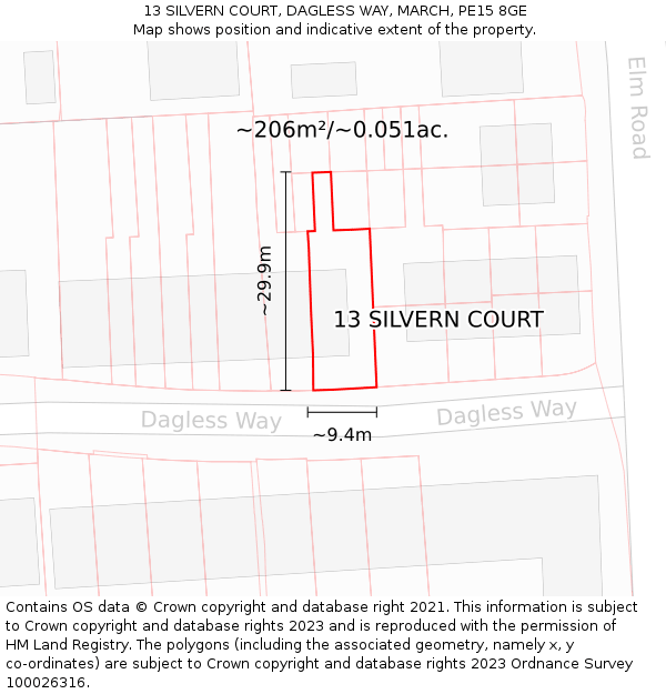13 SILVERN COURT, DAGLESS WAY, MARCH, PE15 8GE: Plot and title map