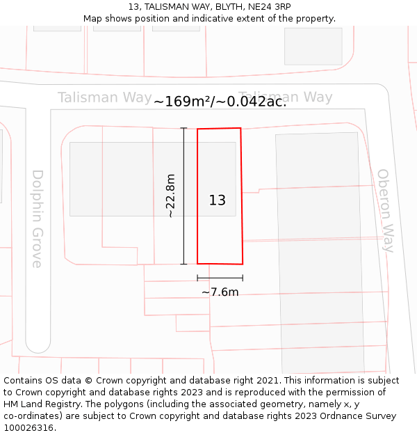 13, TALISMAN WAY, BLYTH, NE24 3RP: Plot and title map