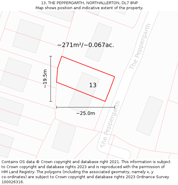 13, THE PEPPERGARTH, NORTHALLERTON, DL7 8NP: Plot and title map