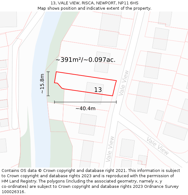 13, VALE VIEW, RISCA, NEWPORT, NP11 6HS: Plot and title map