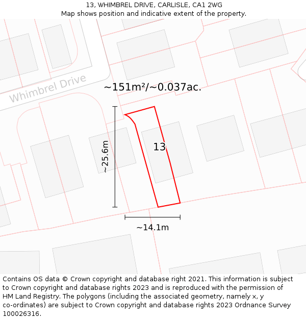 13, WHIMBREL DRIVE, CARLISLE, CA1 2WG: Plot and title map