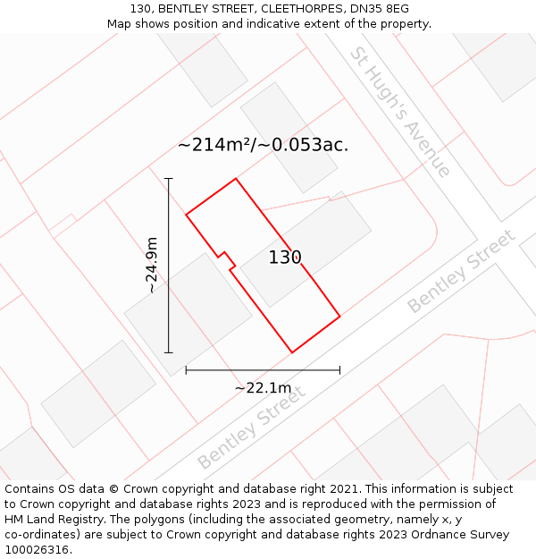 130, BENTLEY STREET, CLEETHORPES, DN35 8EG: Plot and title map