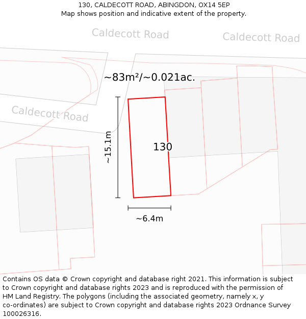 130, CALDECOTT ROAD, ABINGDON, OX14 5EP: Plot and title map