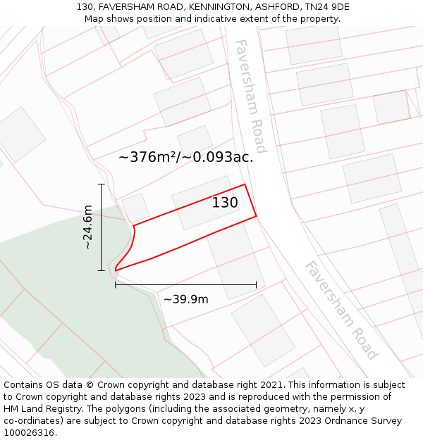 130, FAVERSHAM ROAD, KENNINGTON, ASHFORD, TN24 9DE: Plot and title map