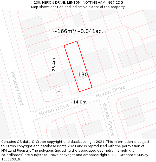 130, HERON DRIVE, LENTON, NOTTINGHAM, NG7 2DG: Plot and title map