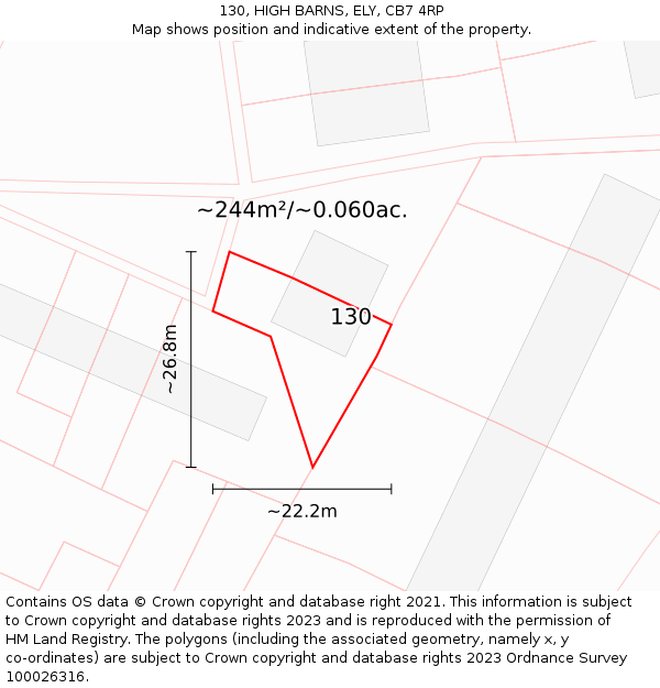 130, HIGH BARNS, ELY, CB7 4RP: Plot and title map