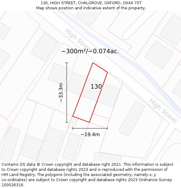 130, HIGH STREET, CHALGROVE, OXFORD, OX44 7ST: Plot and title map