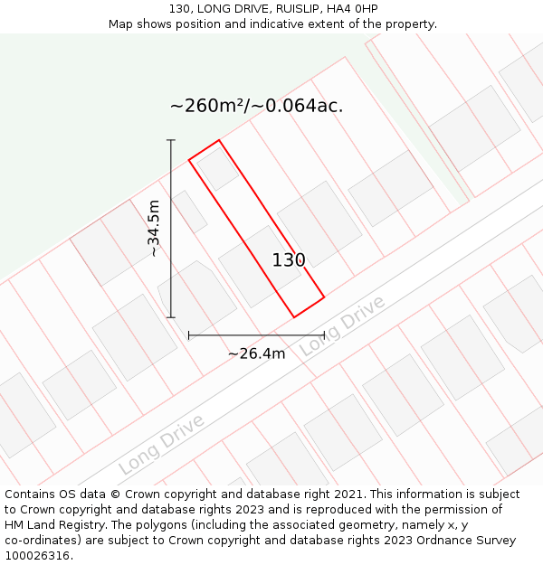 130, LONG DRIVE, RUISLIP, HA4 0HP: Plot and title map