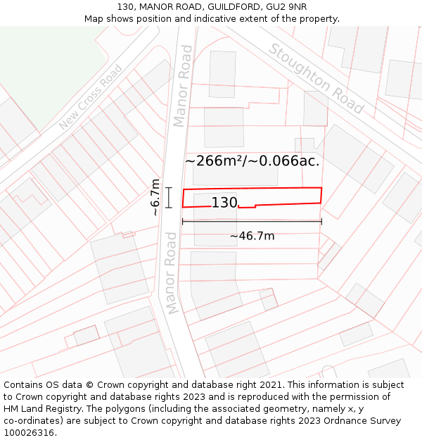130, MANOR ROAD, GUILDFORD, GU2 9NR: Plot and title map