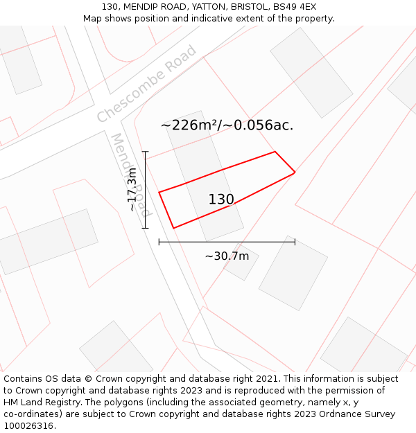 130, MENDIP ROAD, YATTON, BRISTOL, BS49 4EX: Plot and title map
