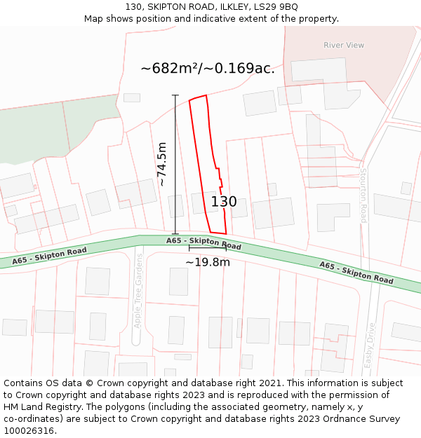 130, SKIPTON ROAD, ILKLEY, LS29 9BQ: Plot and title map