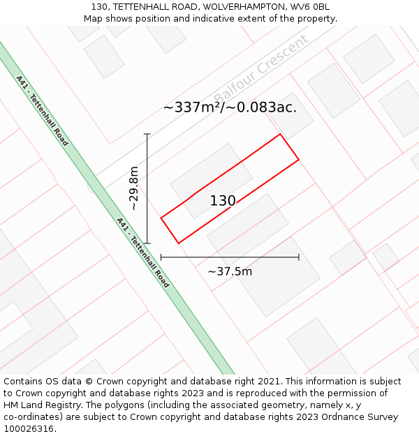 130, TETTENHALL ROAD, WOLVERHAMPTON, WV6 0BL: Plot and title map