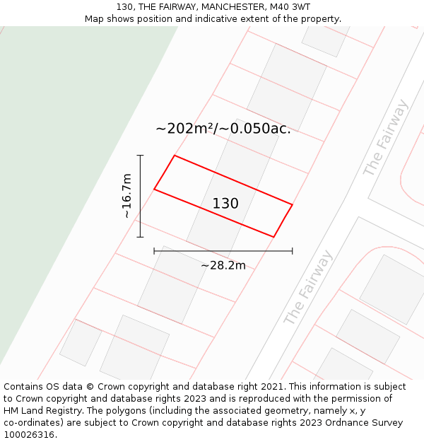 130, THE FAIRWAY, MANCHESTER, M40 3WT: Plot and title map