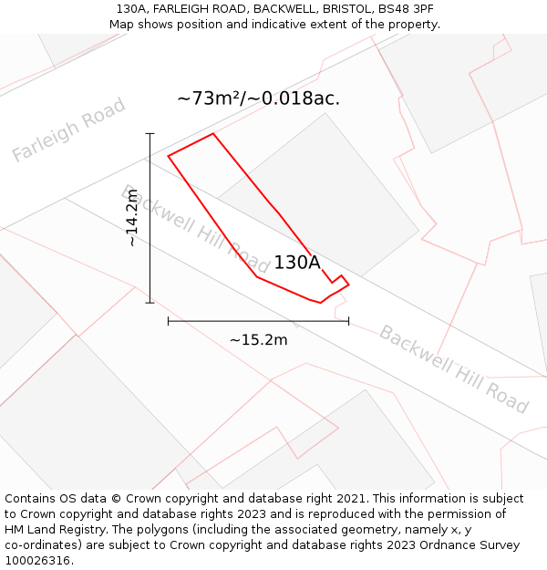 130A, FARLEIGH ROAD, BACKWELL, BRISTOL, BS48 3PF: Plot and title map