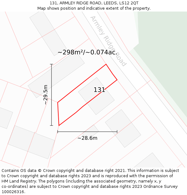 131, ARMLEY RIDGE ROAD, LEEDS, LS12 2QT: Plot and title map