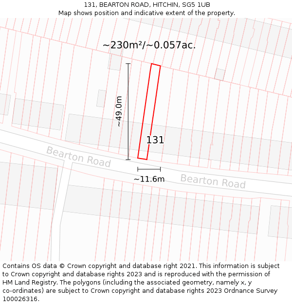 131, BEARTON ROAD, HITCHIN, SG5 1UB: Plot and title map