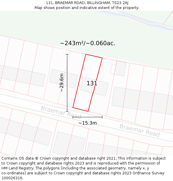131, BRAEMAR ROAD, BILLINGHAM, TS23 2AJ: Plot and title map