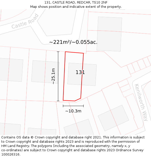 131, CASTLE ROAD, REDCAR, TS10 2NF: Plot and title map