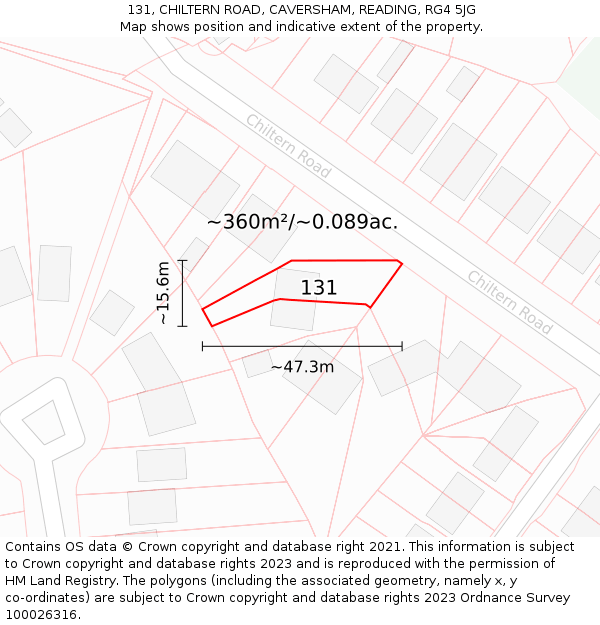 131, CHILTERN ROAD, CAVERSHAM, READING, RG4 5JG: Plot and title map