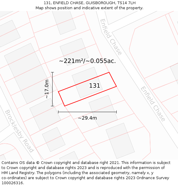131, ENFIELD CHASE, GUISBOROUGH, TS14 7LH: Plot and title map
