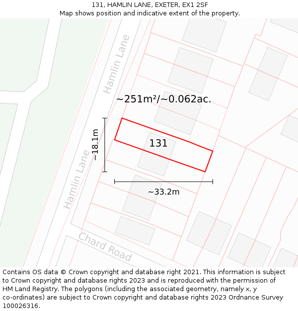 131, HAMLIN LANE, EXETER, EX1 2SF: Plot and title map
