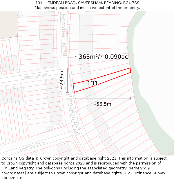 131, HEMDEAN ROAD, CAVERSHAM, READING, RG4 7SS: Plot and title map