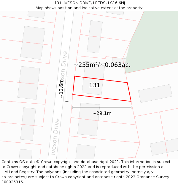 131, IVESON DRIVE, LEEDS, LS16 6NJ: Plot and title map